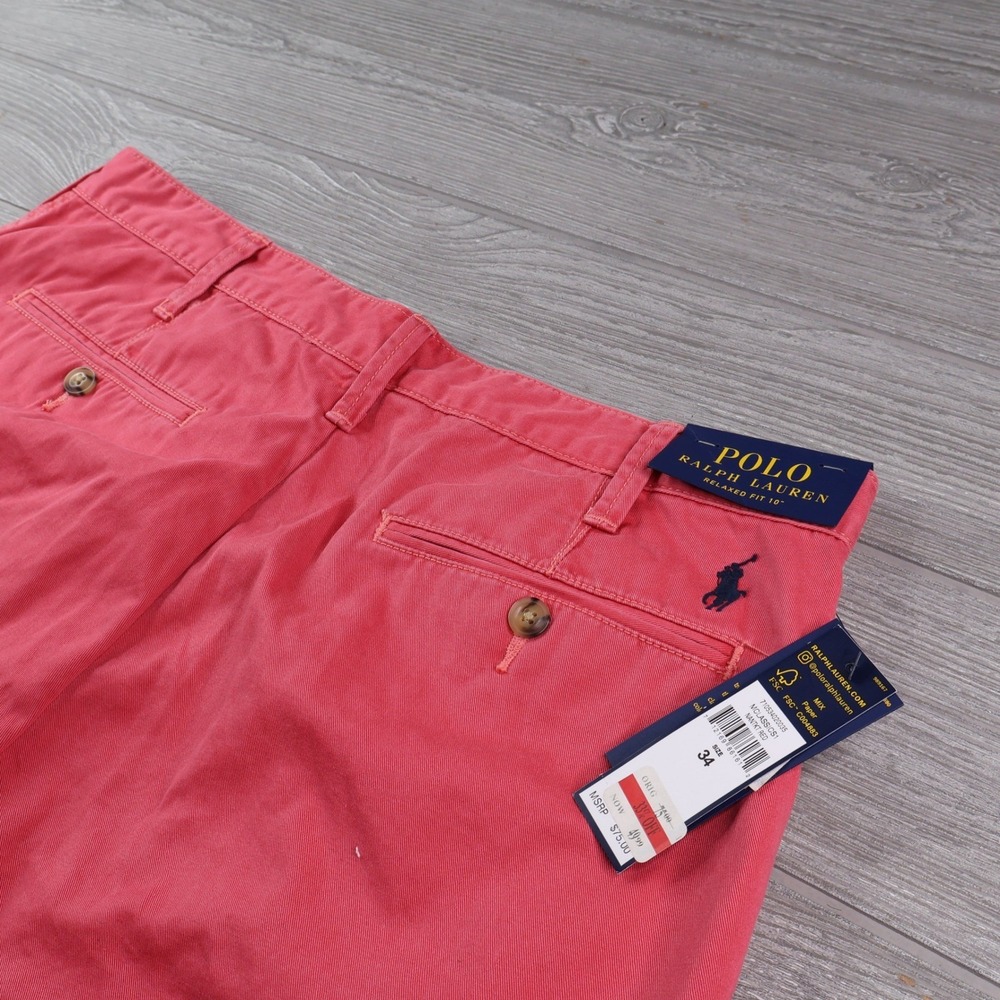 NWT Polo Ralph Lauren Relaxed Chino Shorts Men's 34 Nantucket Red 10in